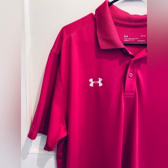 Under Armour Men's Bright Pink Polo Shirt - Picture 3 of 4